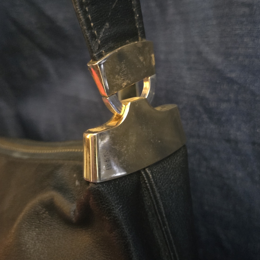 Vintage Koret Red Interior Leather Bag Classic Black Minimalist Shoulder Purse - Picture 10 of 17